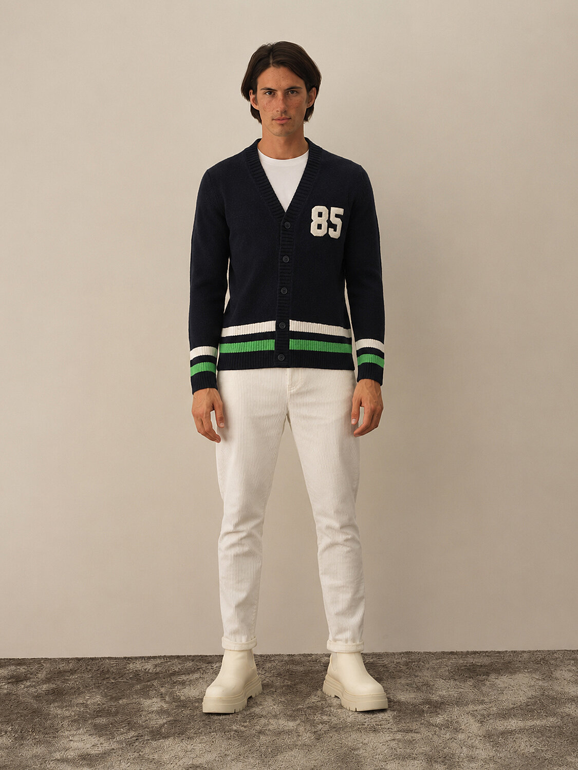 Lacivert Regular Fit V Yaka Hırka - 2