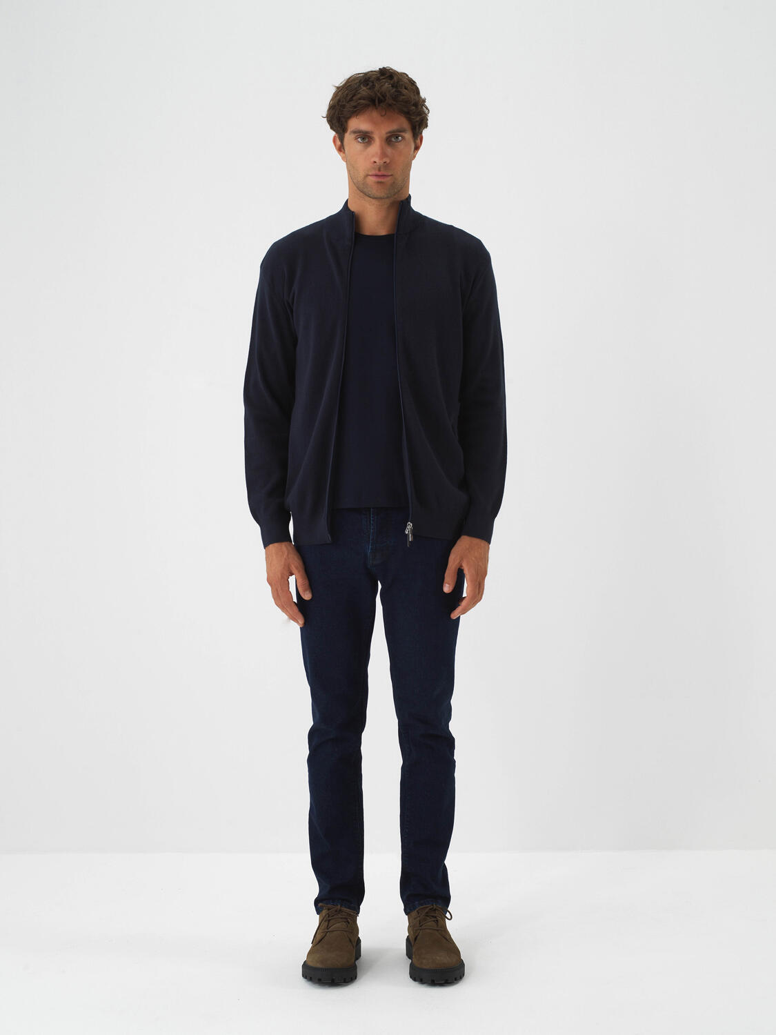 Lacivert Pamuk Dokulu Regular Fit Hırka