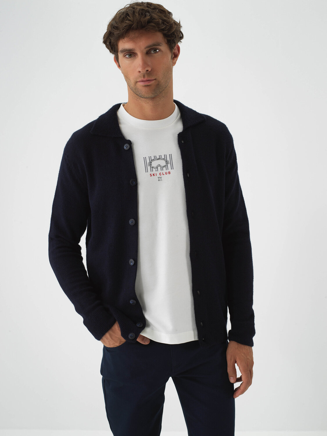 Lacivert Yumuşak Dokulu Regular Fit Hırka - Xint