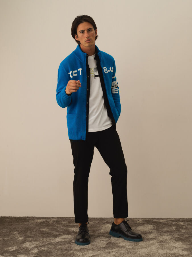 Mavi Regular Fit Bomber Yaka Yünlü Hırka - 2