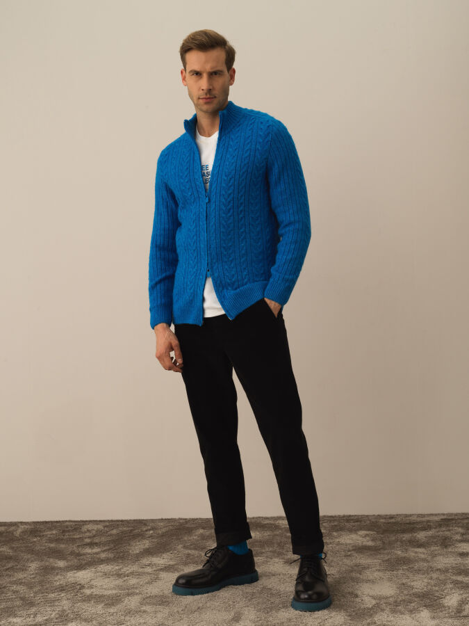 Mavi Regular Fit Dik Yaka Hırka - 2