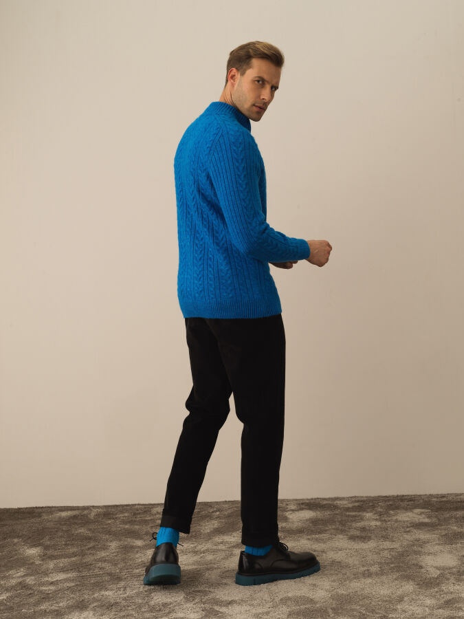 Mavi Regular Fit Dik Yaka Hırka - 4