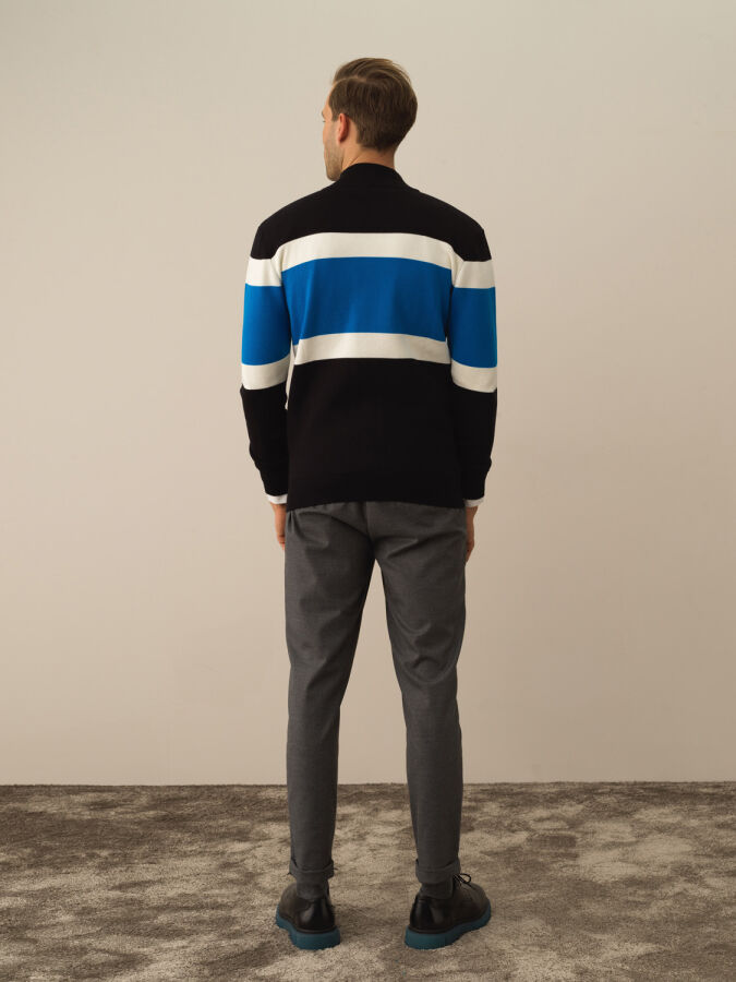 Siyah Pamuk Dokulu Regular Fit Hırka - Xint