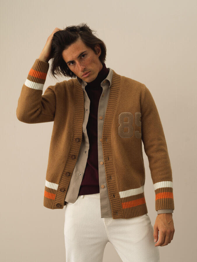 Xint Toptan Camel Lüks Pamuk Dokulu Regular Fit Hırka