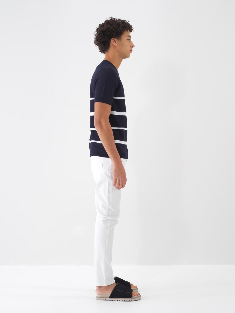 Beyaz Pamuk Dokulu Slim Fit Jean - 3