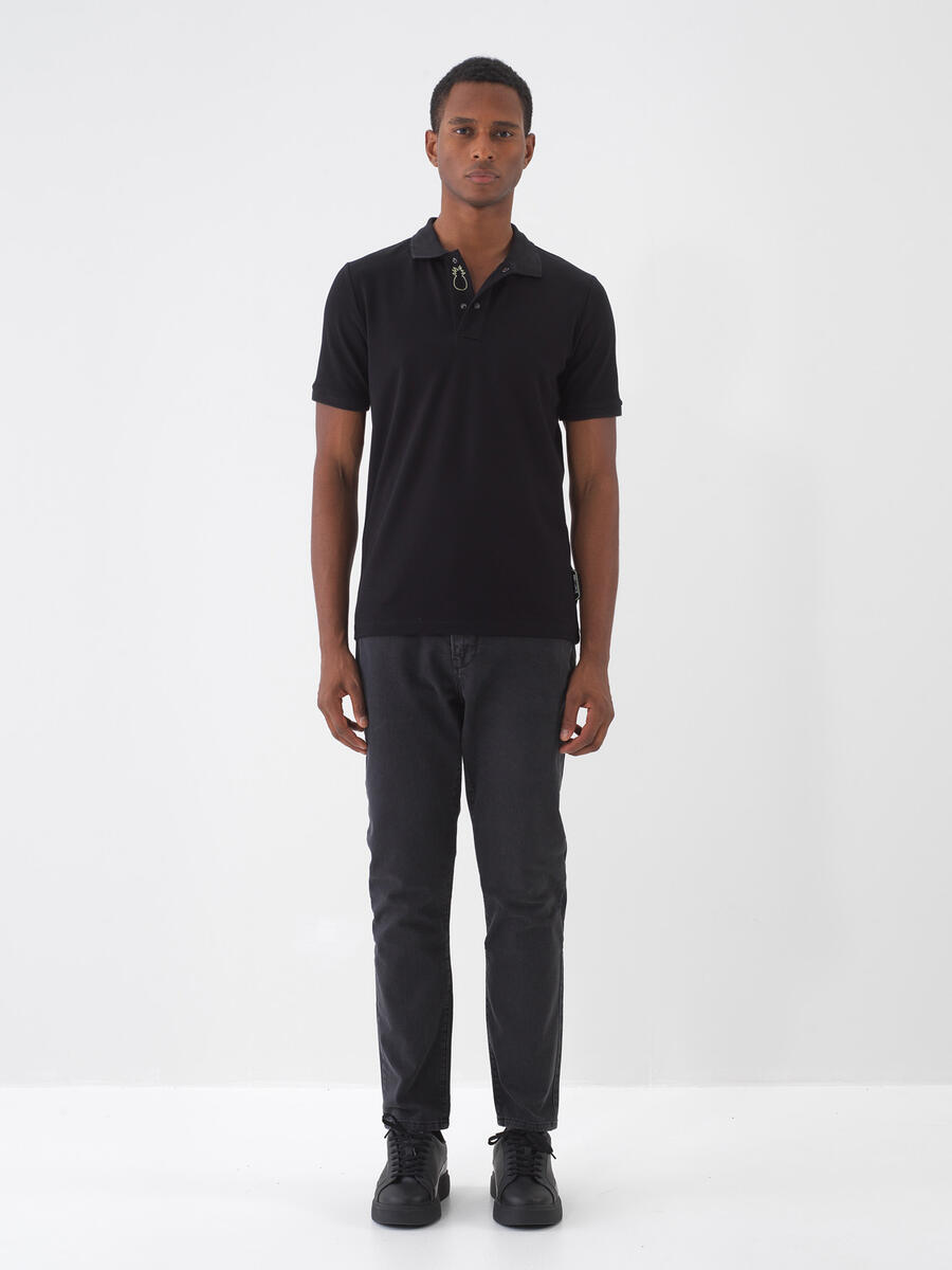 Siyah Pamuk Dokulu Slim Fit Jean - 2
