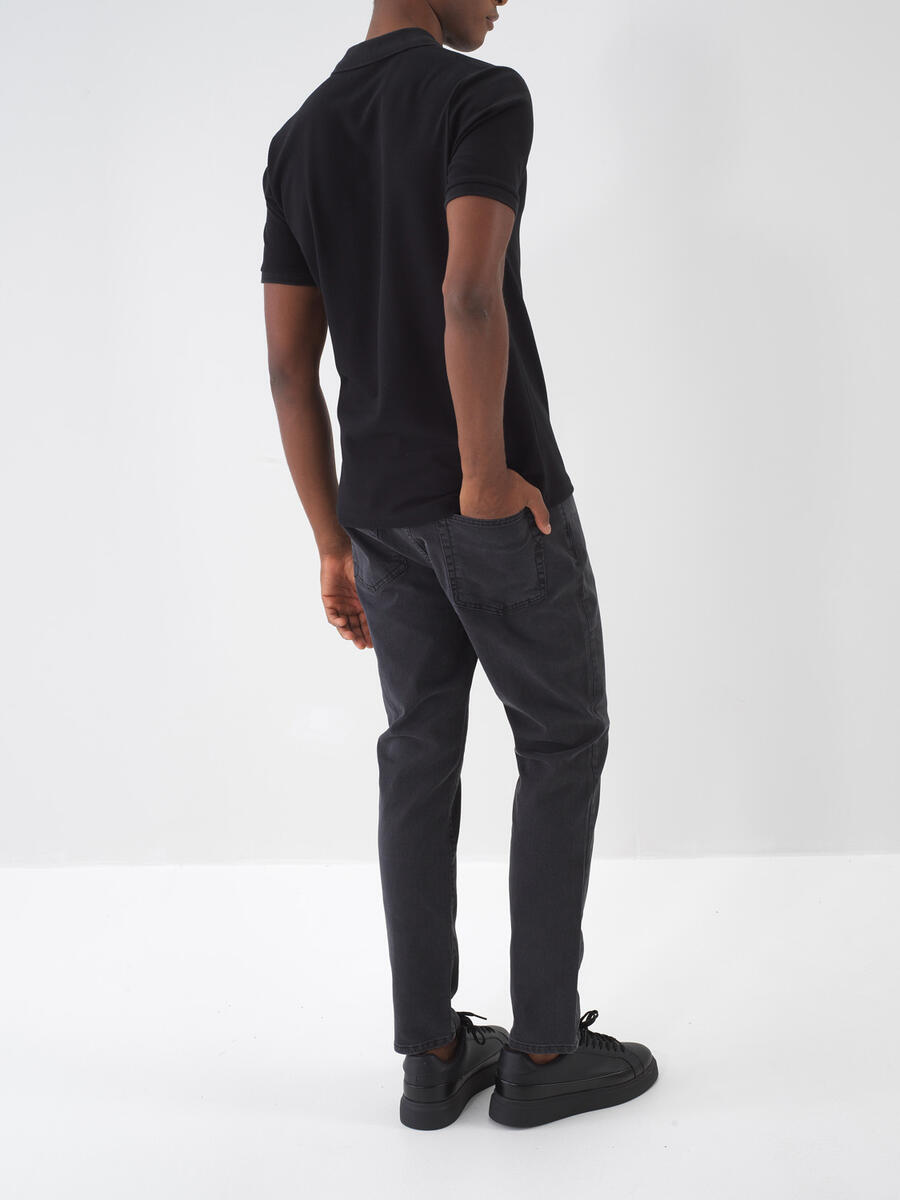 Siyah Pamuk Dokulu Slim Fit Jean - 5