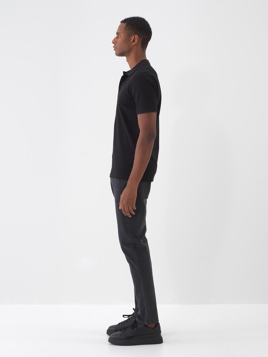 Siyah Pamuk Dokulu Slim Fit Jean - 4