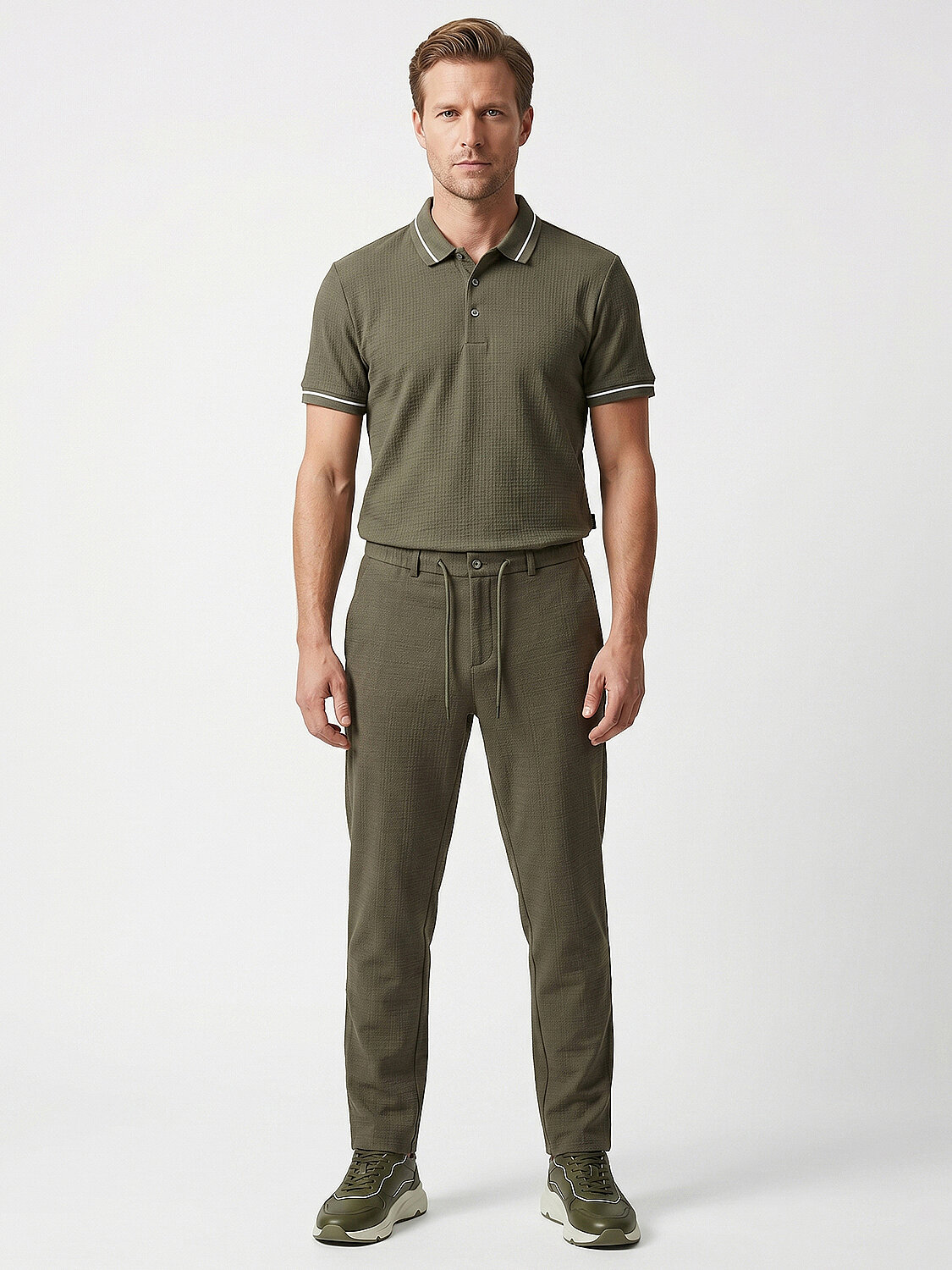 Haki Pamuk Dokulu Regular Fit Jogger (1)