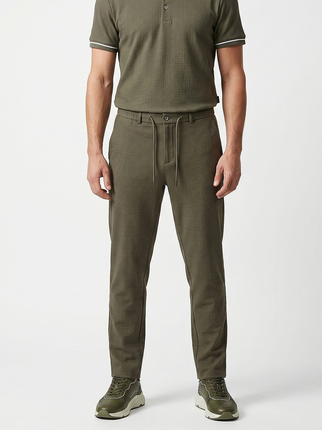 Haki Pamuk Dokulu Regular Fit Jogger