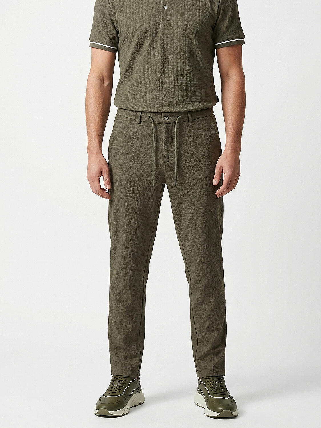 Haki Pamuk Dokulu Regular Fit Jogger - 1