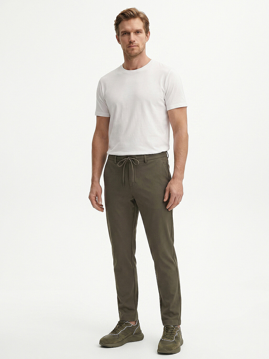 Haki Pamuk Dokulu Slim Fit Jogger (1)