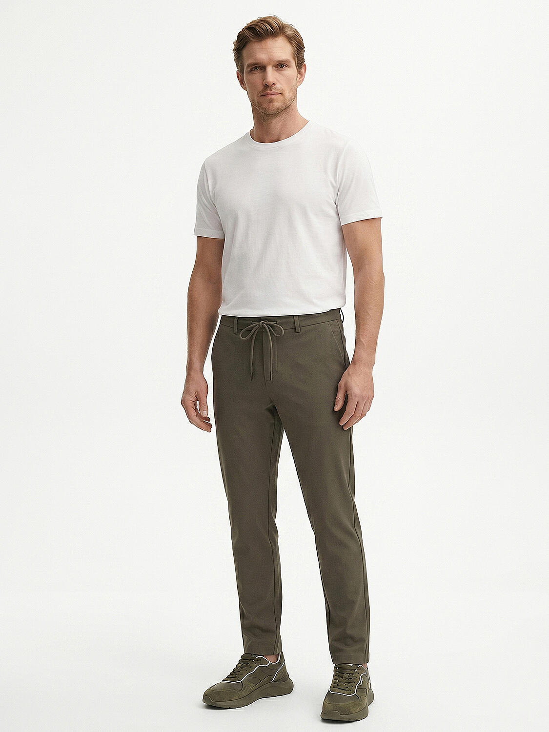 Haki Pamuk Dokulu Slim Fit Jogger - 2