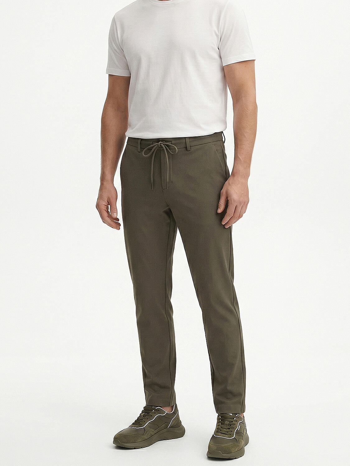 Haki Pamuk Dokulu Slim Fit Jogger - 1