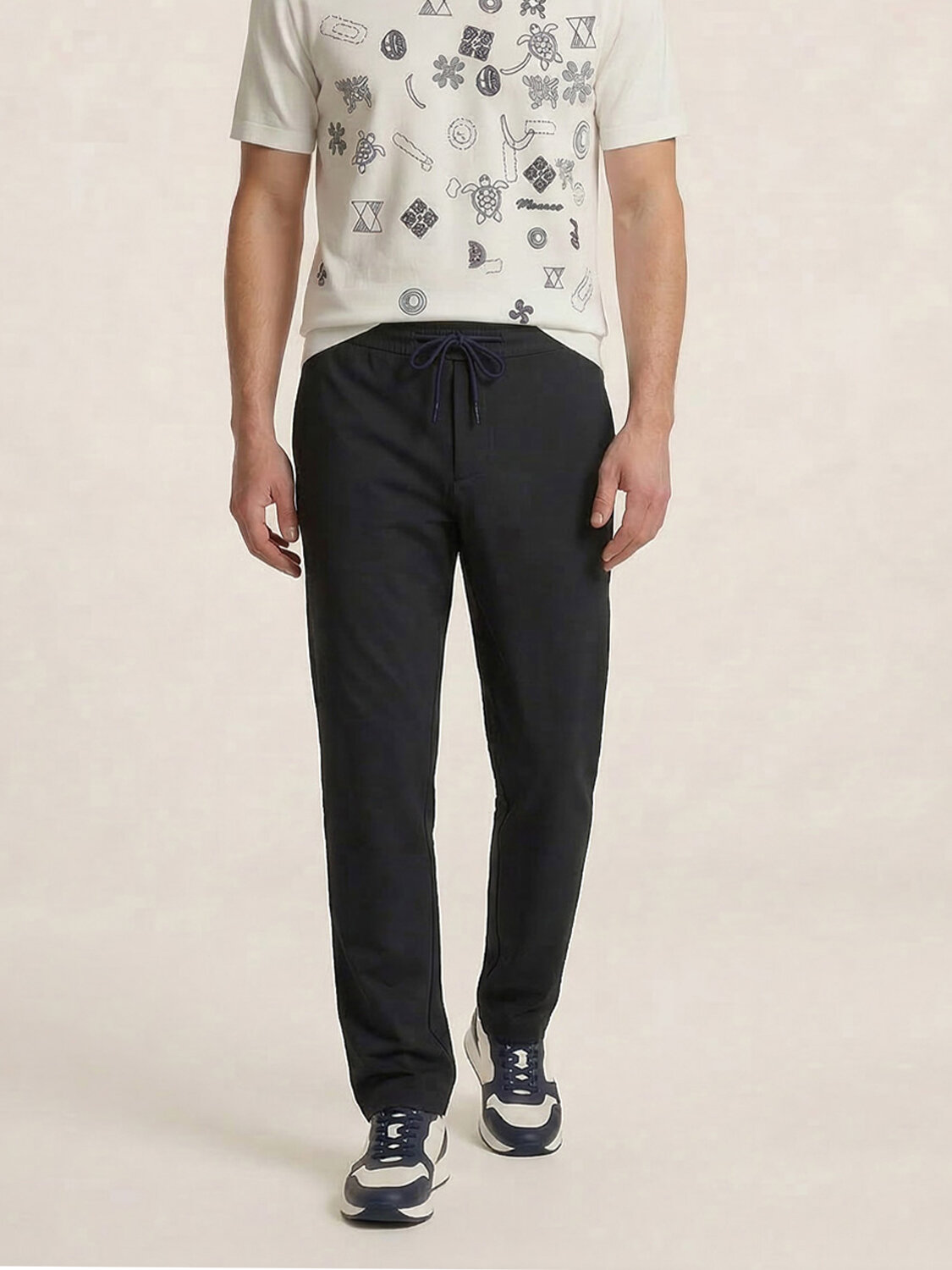 Lacivert Pamuk Dokulu Slim Fit Jogger