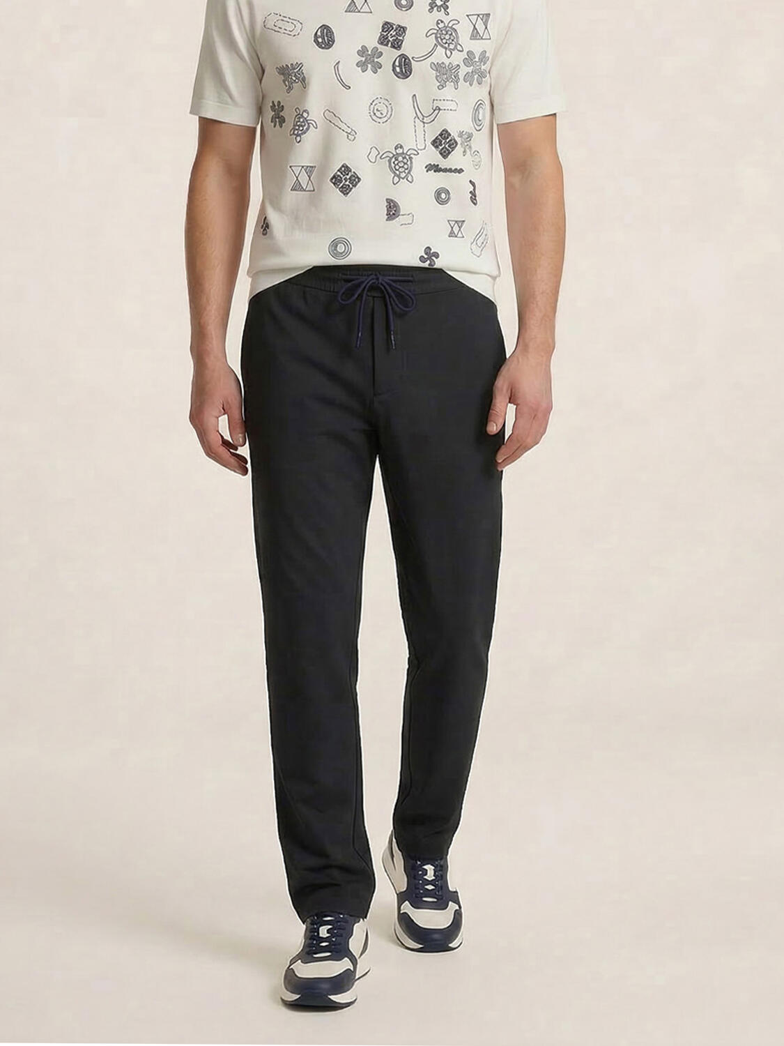 Lacivert Pamuk Dokulu Slim Fit Jogger - 1