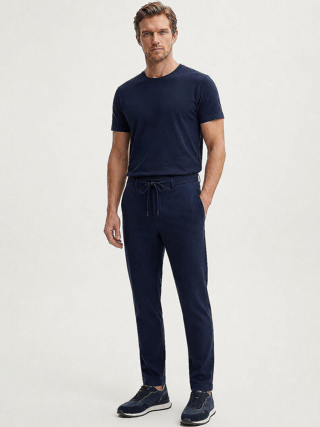 Lacivert Pamuk Dokulu Slim Fit Jogger - 2