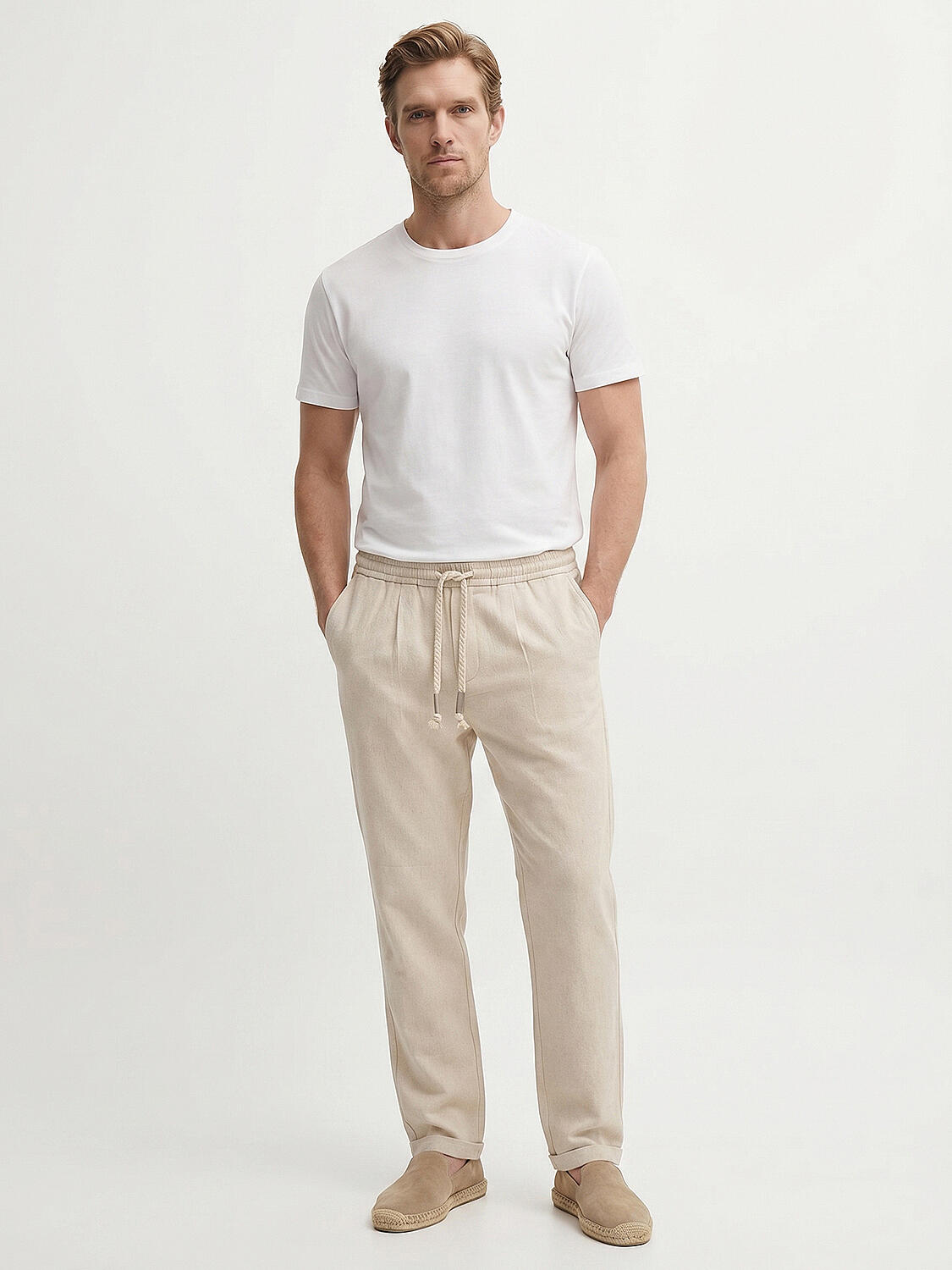 Naturel Keten Karışımlı Slim Fit Jogger - 2