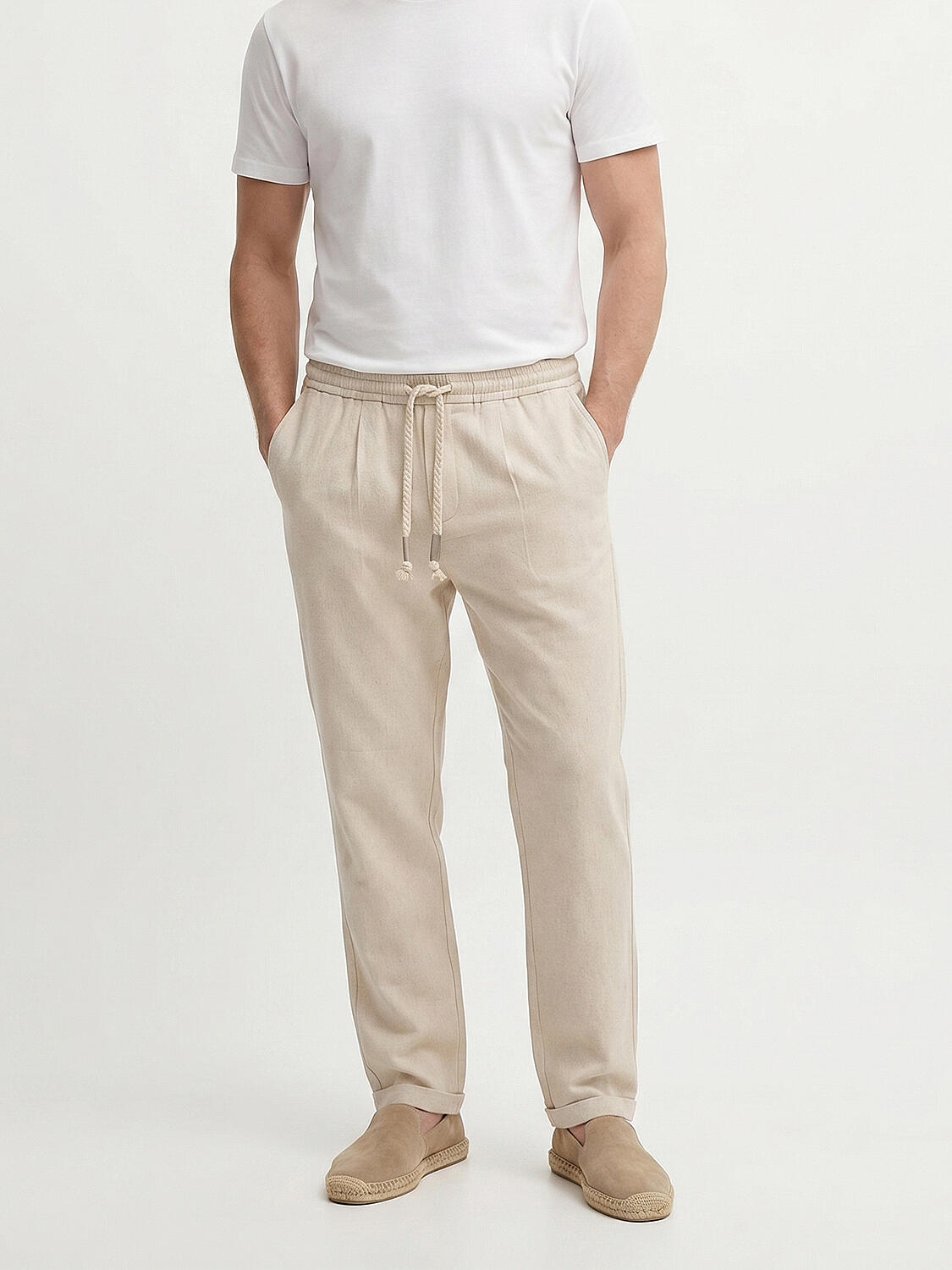 Naturel Keten Karışımlı Slim Fit Jogger - 1
