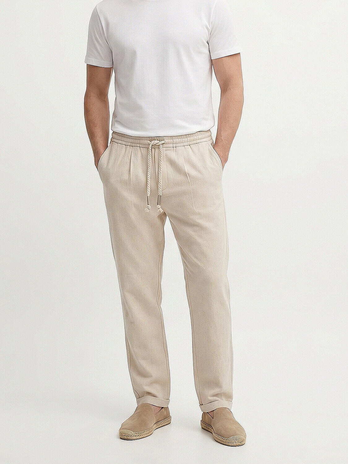 Naturel Keten Karışımlı Slim Fit Jogger (1)