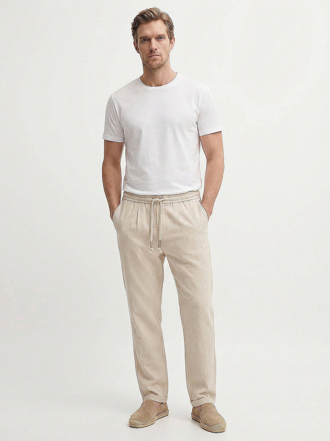 Naturel Keten Karışımlı Slim Fit Jogger (2)