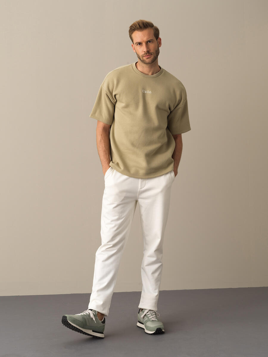 Beyaz Regular Fit Jogger Pantolon - 2