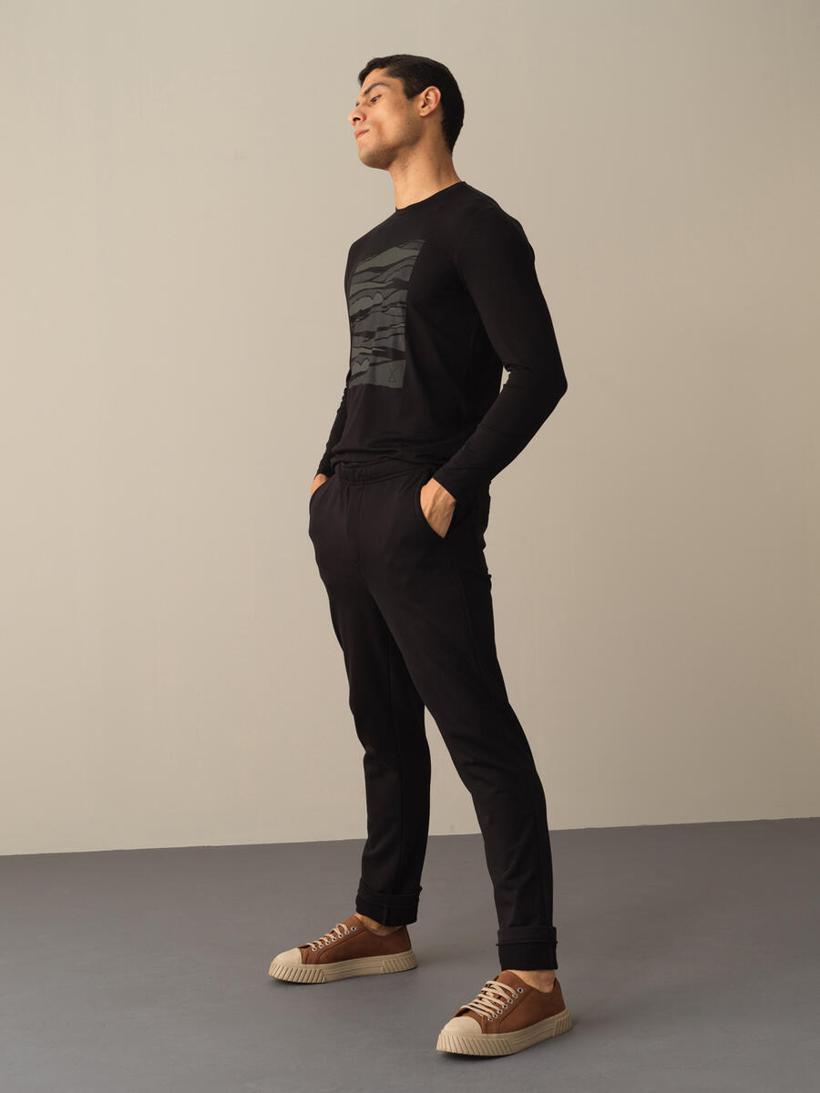 Siyah Regular Fit Jogger Pantolon - 2