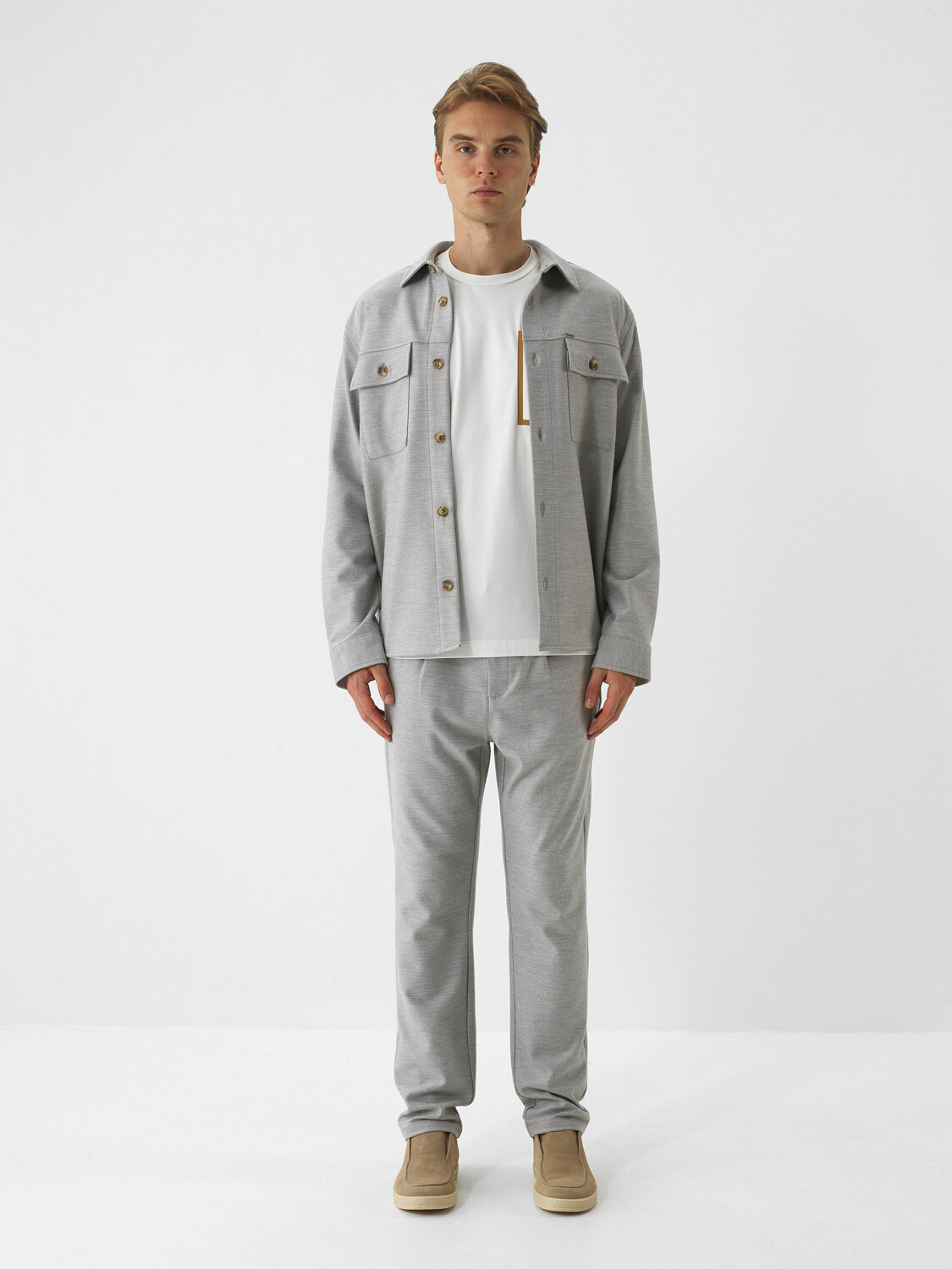 Bej Esnek Dokulu Regular Fit Jogger Pantolon - Xint