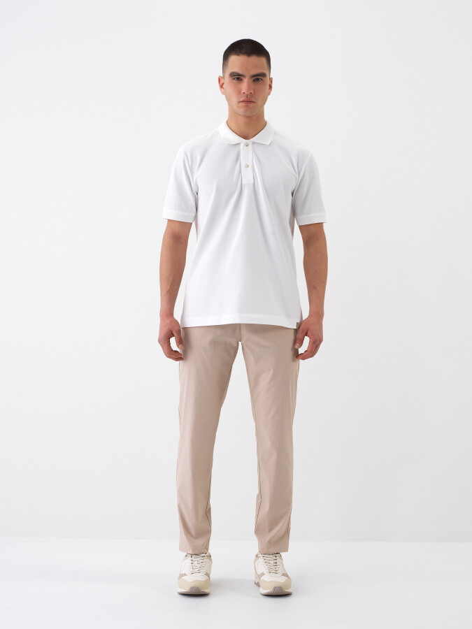 Bej Pamuk Dokulu Slim Fit Jogger (1)