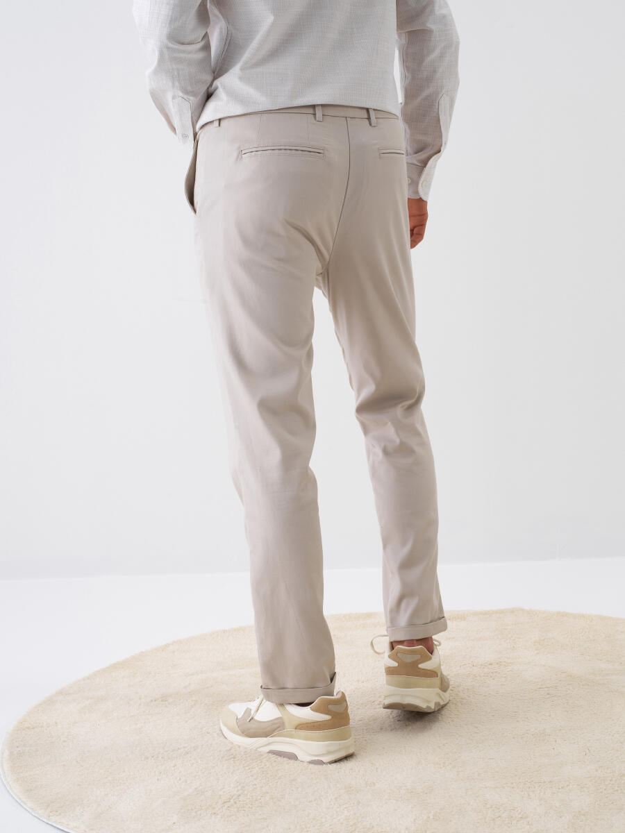 Bej Pamuk Dokulu Slim Fit Jogger - 4