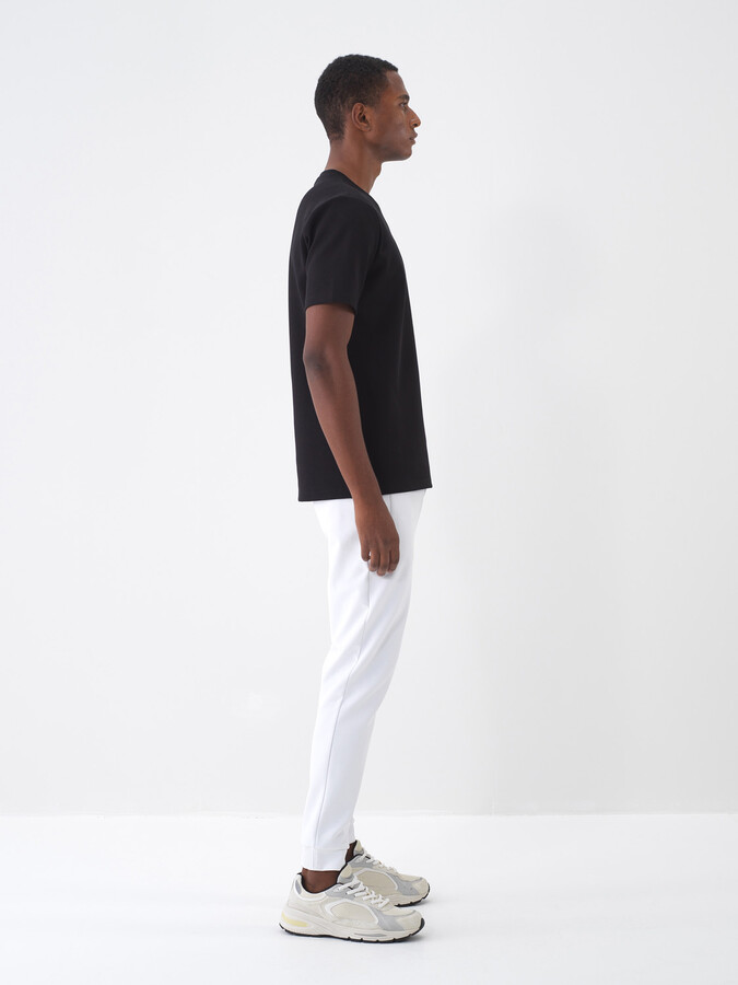 Beyaz Pamuk Dokulu Regular Fit Jogger - 3