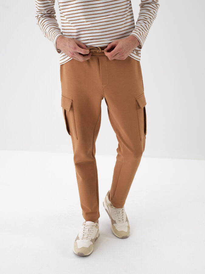 Camel Pamuk Dokulu Regular Fit Jogger Pantolon - Xint