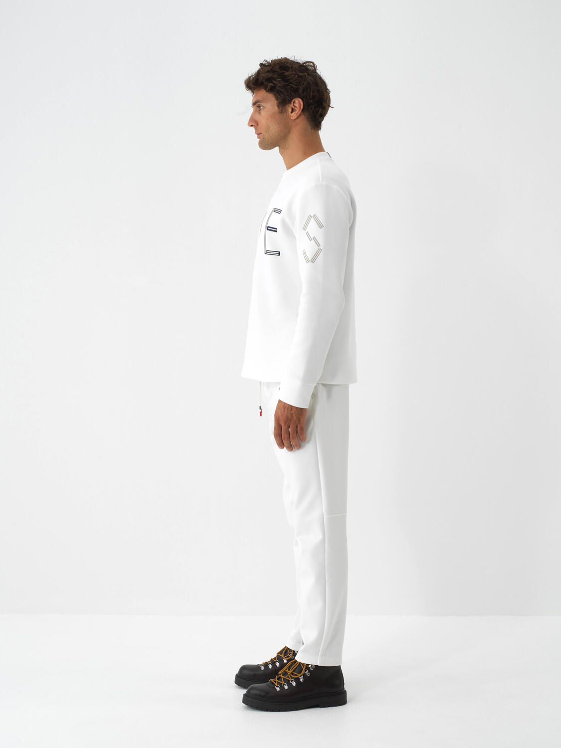 Ekru Esnek Dokulu Regular Fit Jogger Pantolon - 3