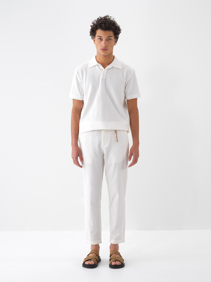 Ekru Keten Karışımlı Regular Fit Jogger (1)