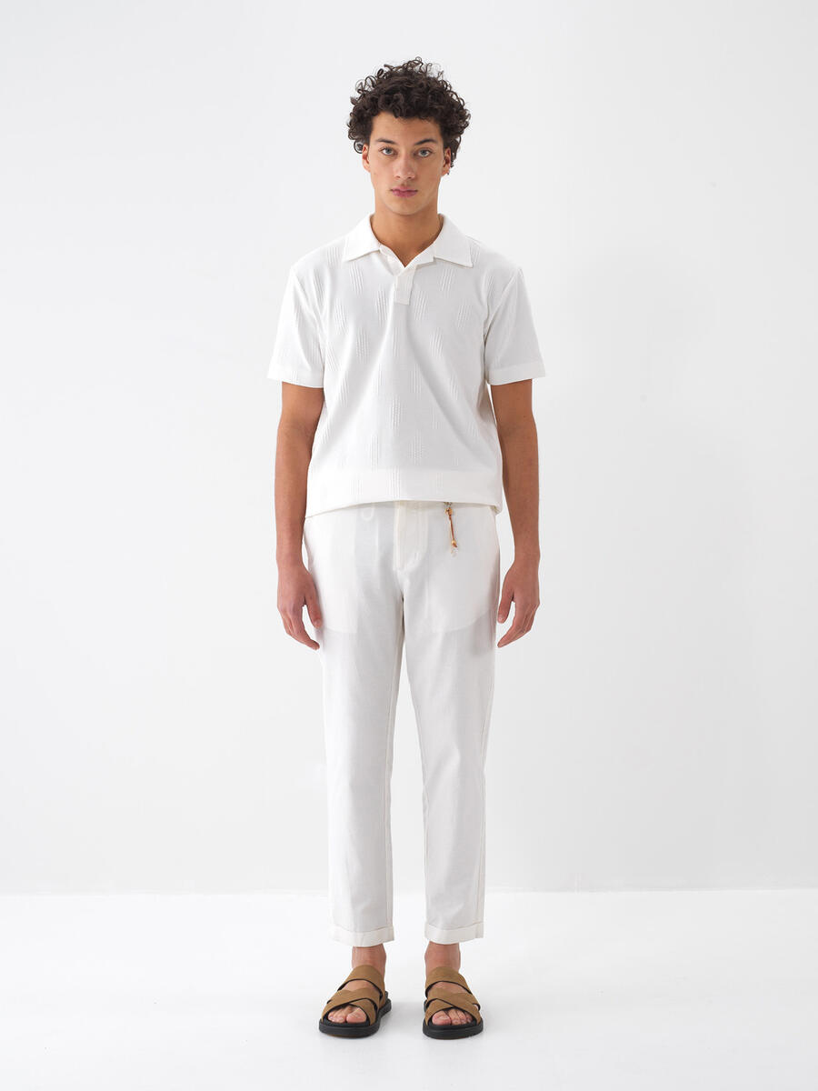 Ekru Keten Karışımlı Regular Fit Jogger - 1