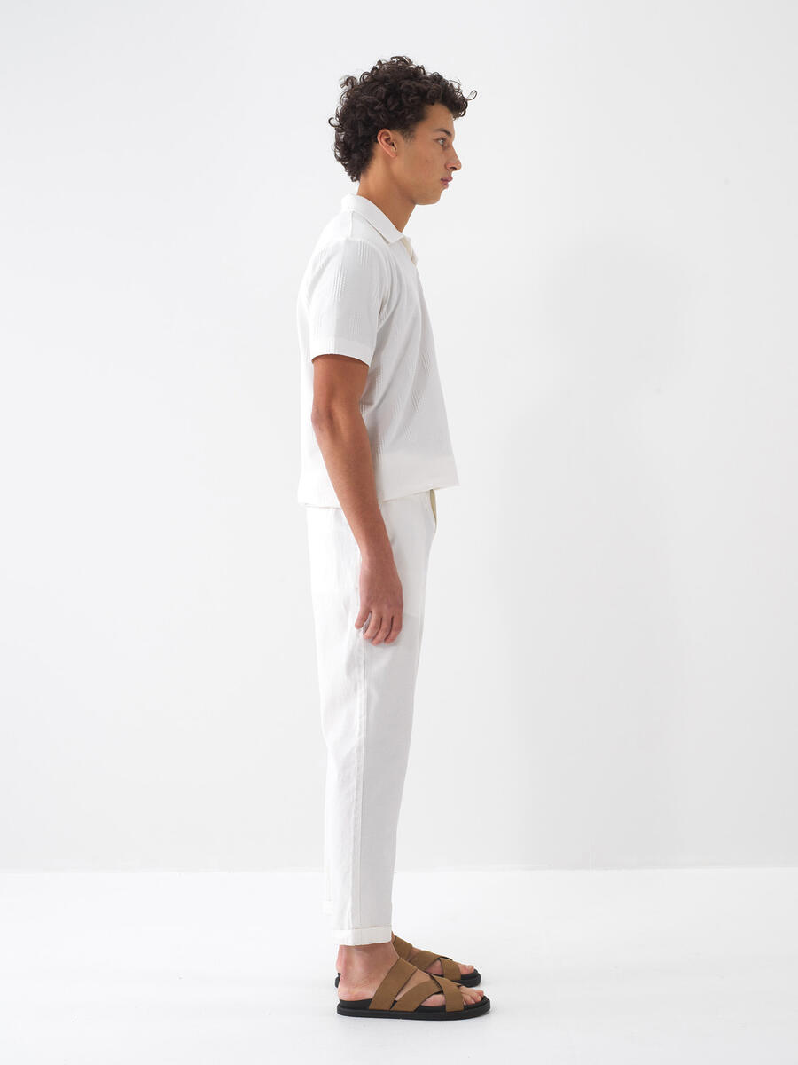 Ekru Keten Karışımlı Regular Fit Jogger - 3