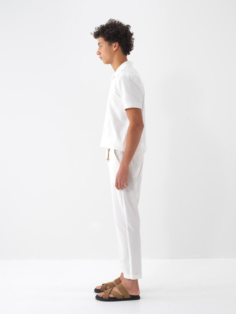 Ekru Keten Karışımlı Regular Fit Jogger - 4