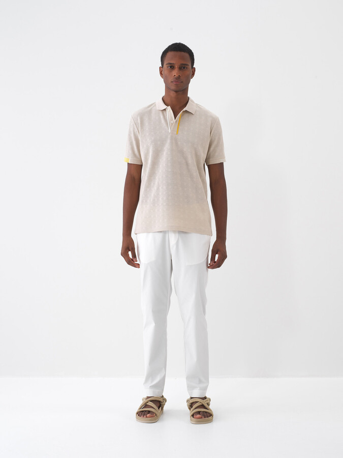 Ekru Pamuk Dokulu Regular Fit Jogger