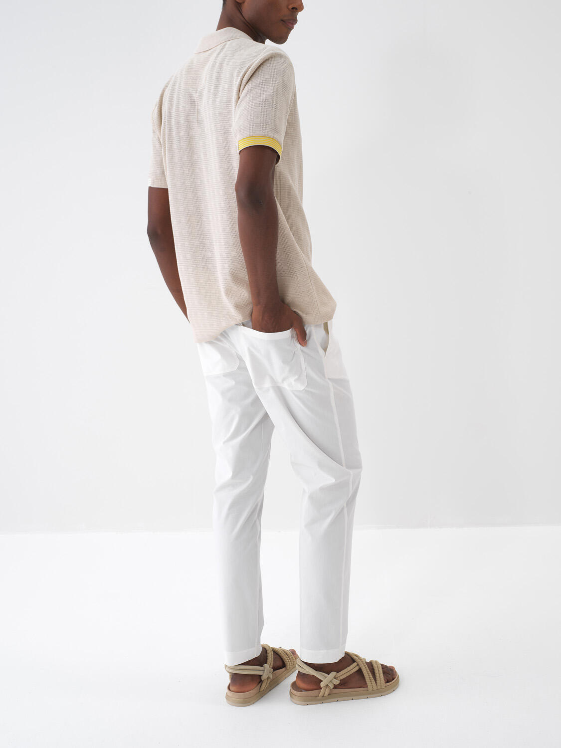Ekru Pamuk Dokulu Regular Fit Jogger