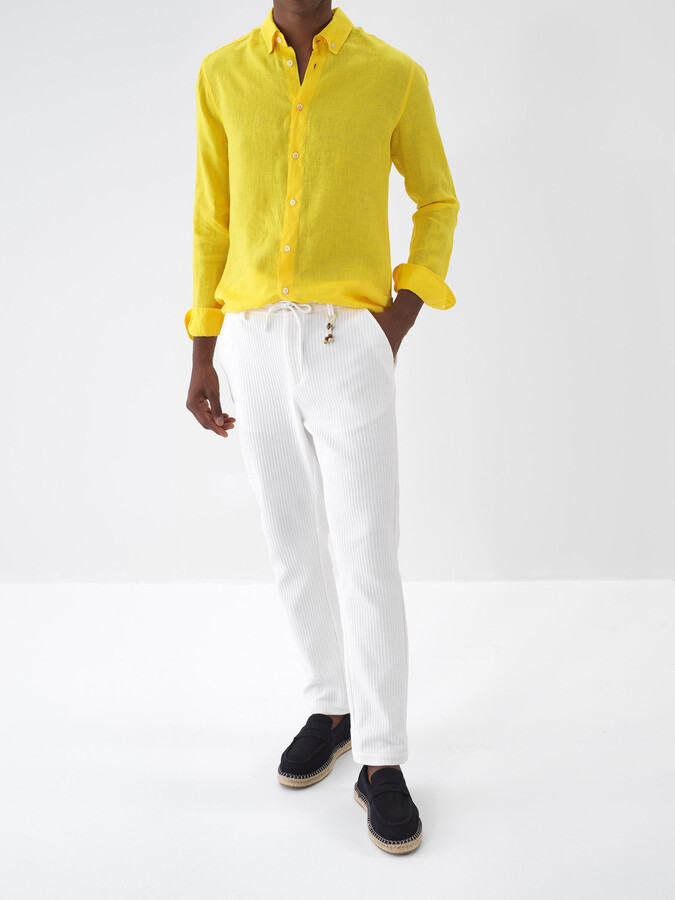 Ekru Pamuk Dokulu Regular Fit Jogger