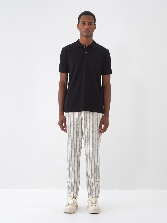 Ekru Pamuk Dokulu Regular Fit Jogger