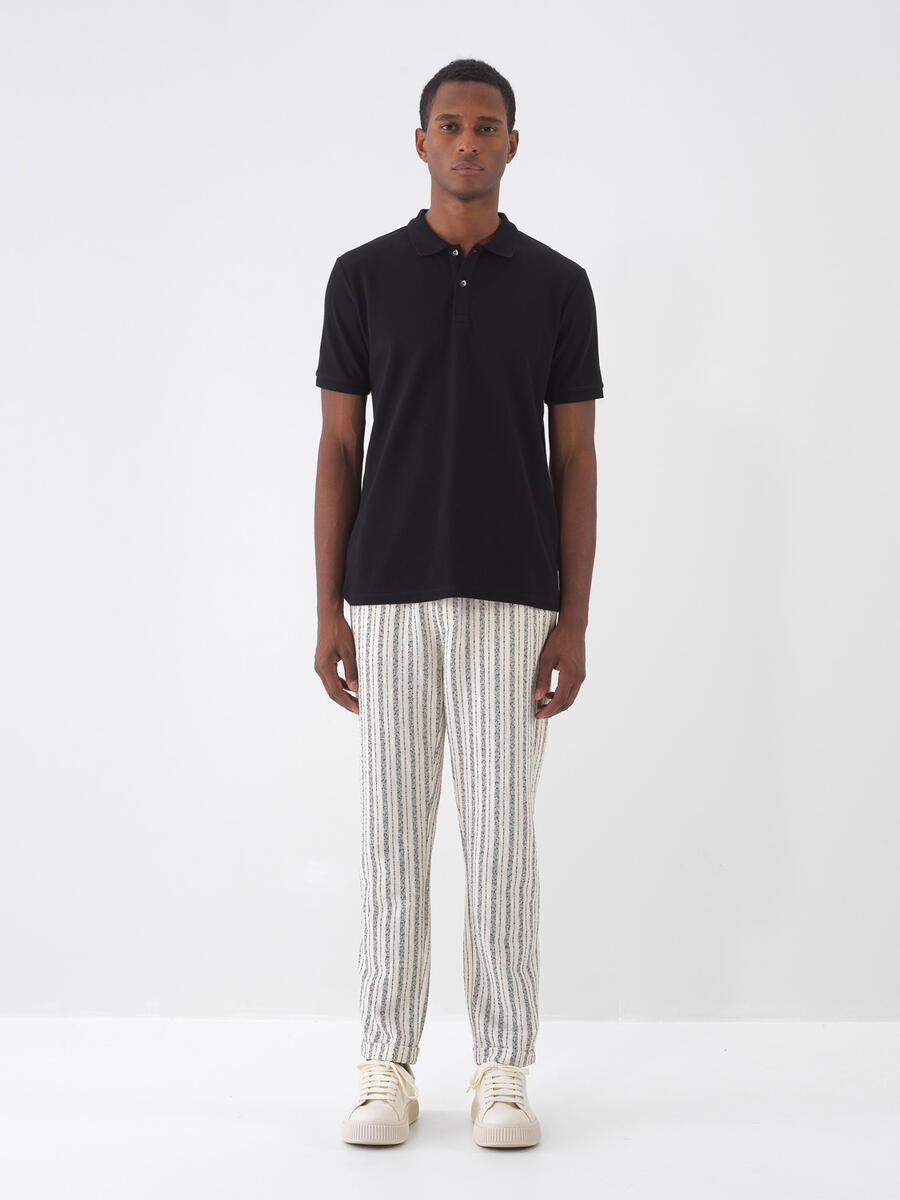 Ekru Pamuk Dokulu Regular Fit Jogger - 1