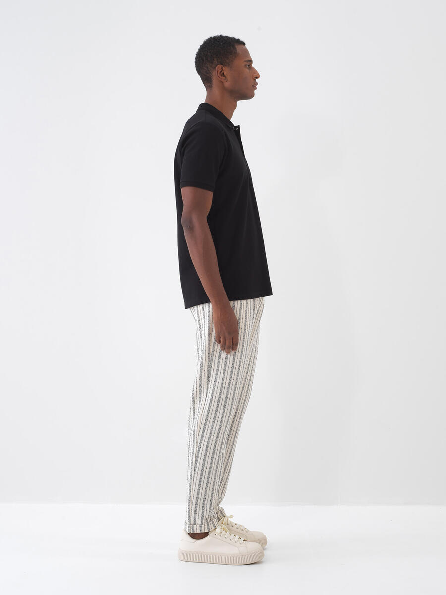 Ekru Pamuk Dokulu Regular Fit Jogger - 3
