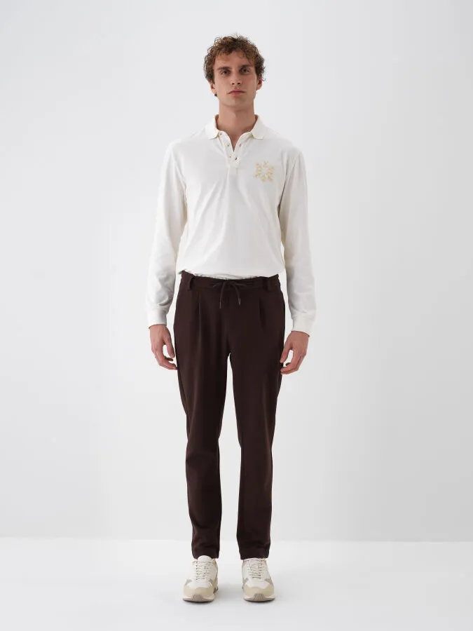 Kahverengi Pamuk Dokulu Regular Fit Jogger Pantolon - Xint