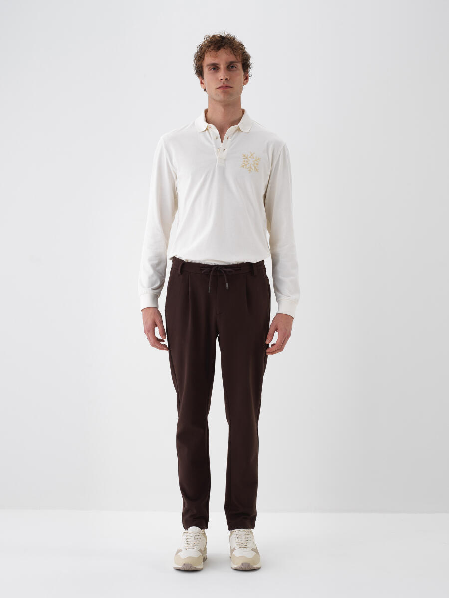 Kahverengi Pamuk Dokulu Regular Fit Jogger Pantolon - 5