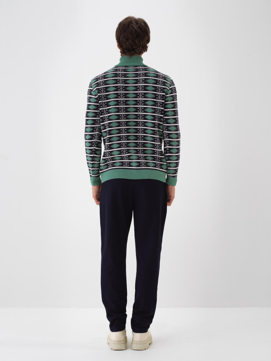 Lacivert Esnek Dokulu Regular Fit Jogger Pantolon - 3