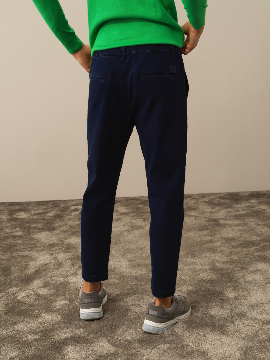 Lacivert Pamuk Dokulu Regular Fit Jogger Pantolon - 4