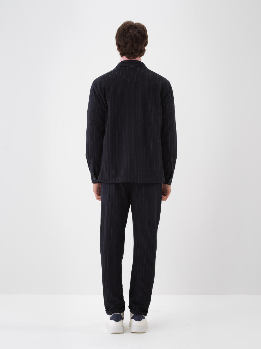 Lacivert Pamuk Dokulu Regular Fit Jogger Pantolon - 4