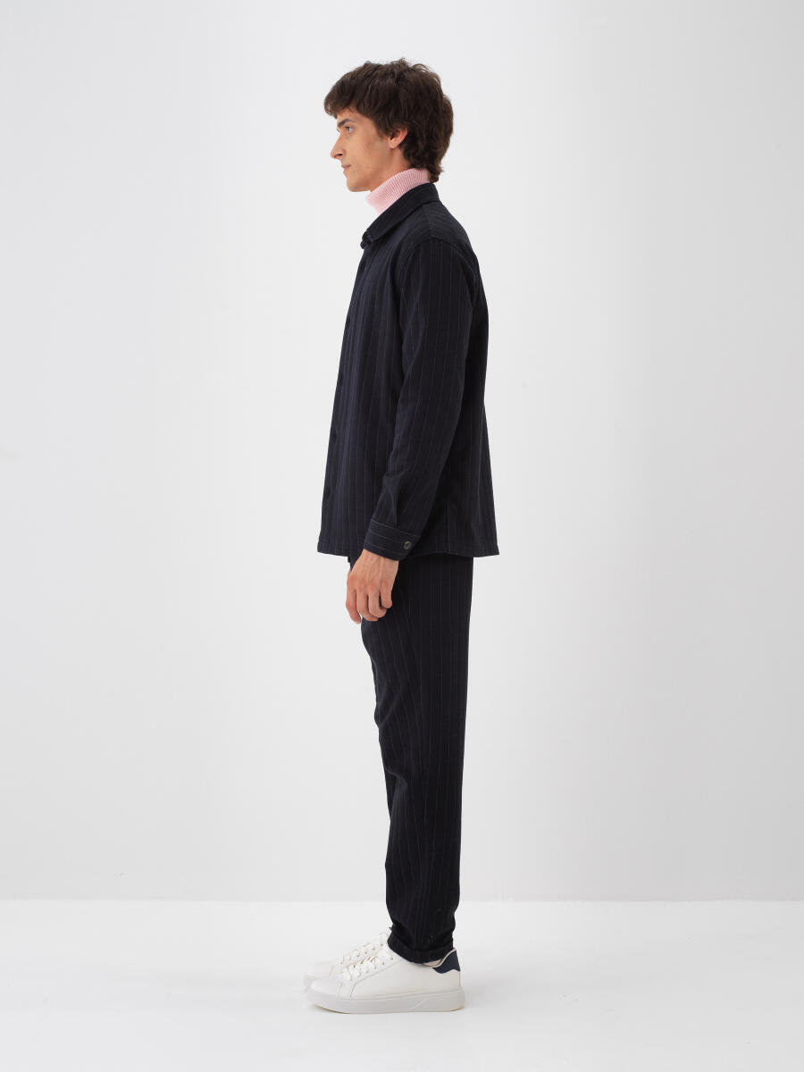 Lacivert Pamuk Dokulu Regular Fit Jogger Pantolon - 2