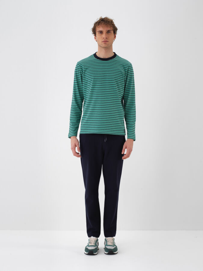 Lacivert Pamuk Dokulu Regular Fit Jogger Pantolon - Xint